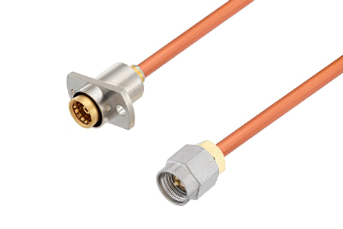 Slide-On BMA Jack 2 Hole Flange to SMA Male Cable 48 Inch Length Using RG402 Coax