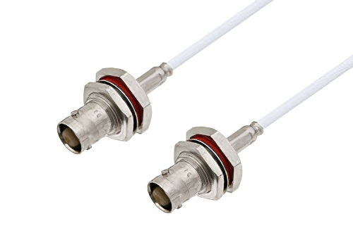 75 Ohm BNC Female Bulkhead to 75 Ohm BNC Female Bulkhead Cable Using 75 Ohm RG187 Coax