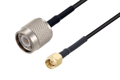 TNC Male to SMA Male Low Loss Cable Using LMR-100 Coax with HeatShrink, LF Solder
