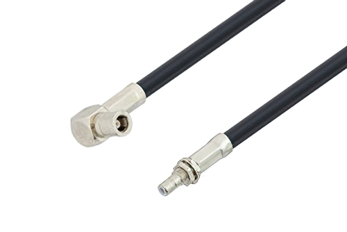 SMB Plug Right Angle to SMB Jack Bulkhead Cable Using LMR-195 Coax