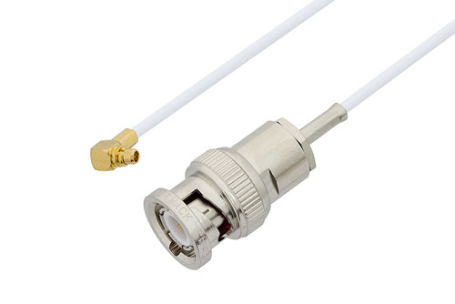 MMCX Plug Right Angle to BNC Male Cable Using RG196 Coax