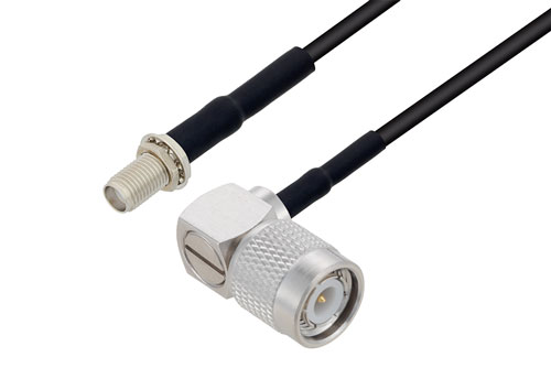 TNC Male Right Angle to SMA Female Bulkhead Low Loss Cable Using LMR-100 Coax