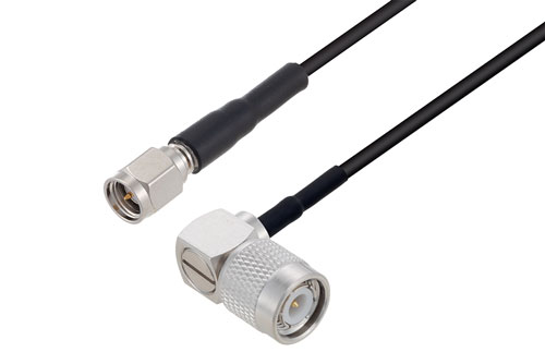 TNC Male Right Angle to SMA Male Cable Using RG174 Coax
