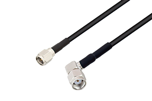 SMA Male to Reverse Polarity SMA Male Right Angle Cable Using RG174 Coax