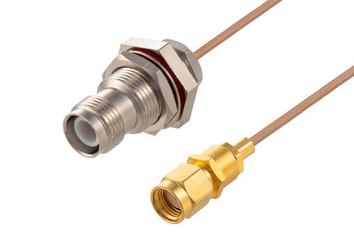 Reverse Polarity SMA Plug to Reverse Polarity TNC Jack Bulkhead Cable Using RG178 Coax