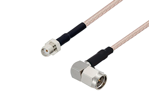 SMA Female to SMA Male Right Angle Cable 50 cm Length Using RG316-DS Coax with HeatShrink