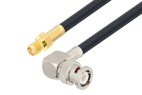 SMA Female to BNC Male Right Angle Low Loss Cable Using LMR-240-UF Coax