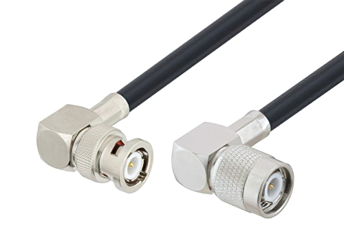 BNC Male Right Angle to TNC Male Right Angle Cable 48 Inch Using LMR-240-UF Coax