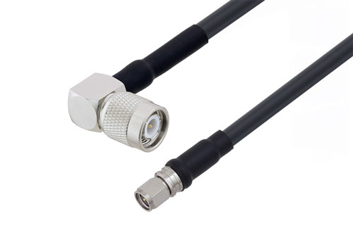TNC Male Right Angle to SMA Male Low Loss Cable Using LMR-240-UF Coax