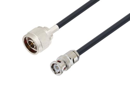 N Male to BNC Male Low Loss Cable Using LMR-240-UF Coax, LF Solder