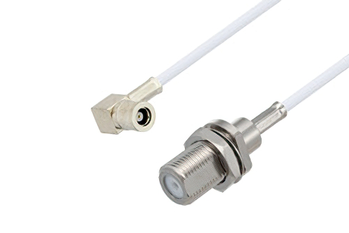 75 Ohm Mini SMB Plug Right Angle to 75 Ohm F Female Bulkhead Cable 50 cm Length Using 75 Ohm RG187 Coax