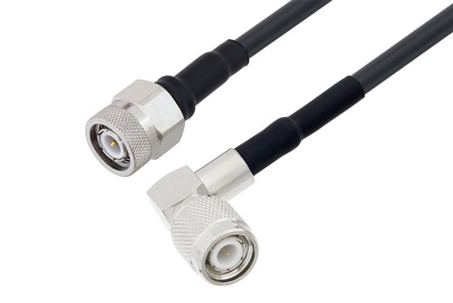 TNC Male to TNC Male Right Angle Low Loss Cable Using LMR-195 Coax with HeatShrink