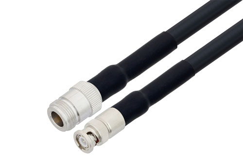 BNC Male to N Female Low Loss Cable Using LMR-400-UF Coax with HeatShrink
