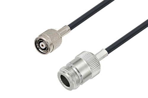 Reverse Polarity TNC Male to N Female Low Loss Cable 50 cm Length Using LMR-195 Coax , LF Solder