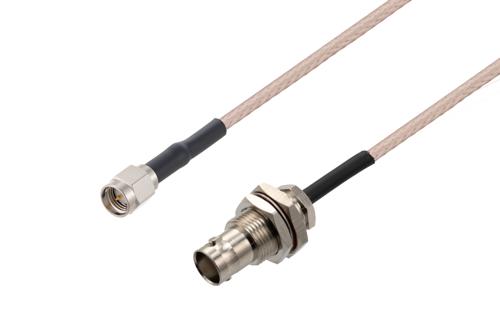 SMA Male to BNC Female Bulkhead Cable Using RG316-DS Coax with HeatShrink