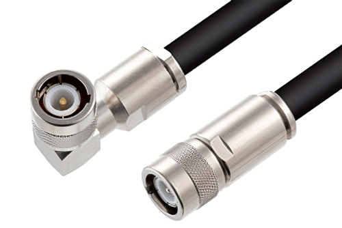 C Male Right Angle to C Male Cable 12 Inch Using RG214 Coax