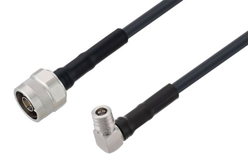 N Male to QMA Male Right Angle Cable 36 Inch Using LMR-240-UF Coax