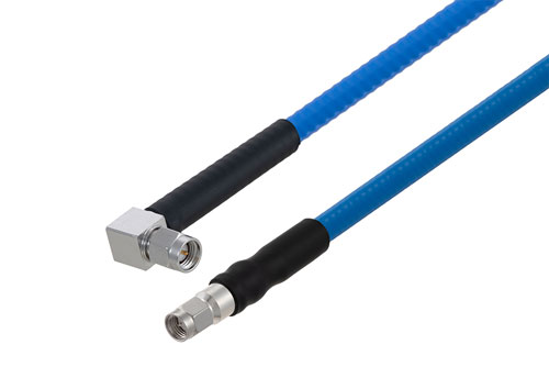 Plenum SMA Male to SMA Male Right Angle Low PIM Cable Using SPP-250-LLPL Coax with HeatShrink