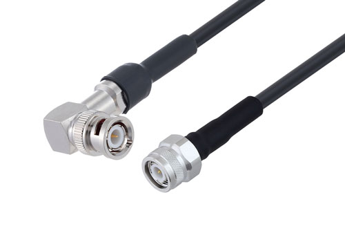 QMA Male Right Angle to TNC Male Low Loss Cable Using LMR-240 Coax With Times Microwave Components with HeatShrink
