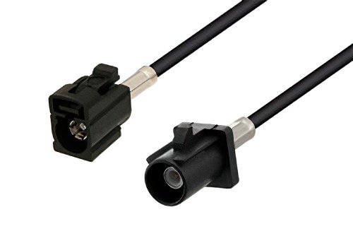 Black FAKRA Jack to FAKRA Plug Low Loss Cable 48 Inch Length Using LMR-100 Coax