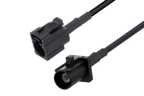 Black FAKRA Plug to Black FAKRA Jack Low Loss Cable Using LMR-100 Coax with HeatShrink