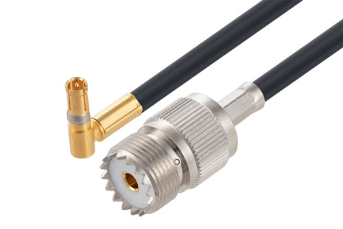 Fire Rated D-Sub Receptacle Right Angle to UHF Female Low Loss Cable Using LMR-195-FR Coax