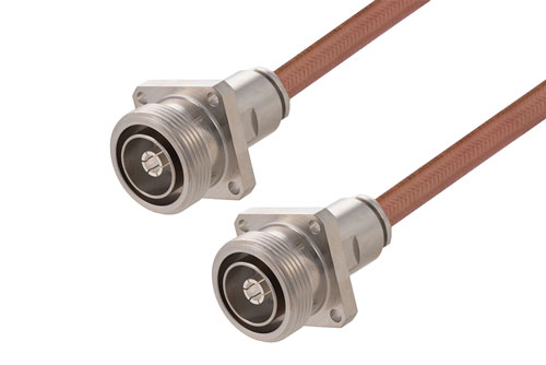 7/16 DIN Female 4 Hole Flange to 7/16 DIN Female 4 Hole Flange Cable Using RG393 Coax