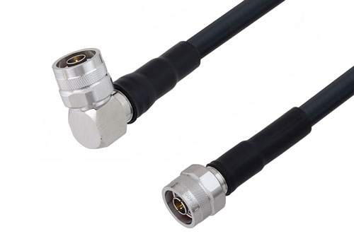 N Male Right Angle to N Male Low Loss Cable Using LMR-400-DB Coax With Times Microwave Parts