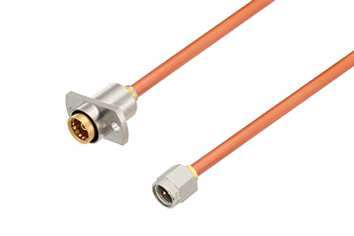 Slide-On BMA Jack 2 Hole Flange to SMA Male Cable 50 cm Using RG402 Coax