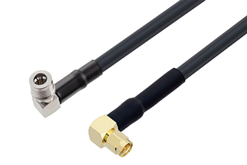 QMA Male Right Angle to SMA Male Right Angle Cable 12 Inch Using LMR-240-UF Coax