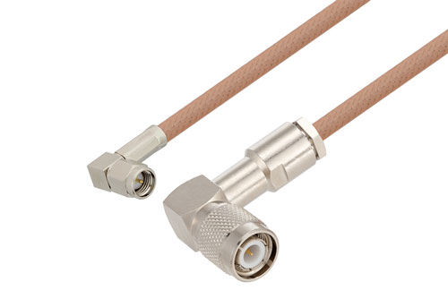 TNC Male Right Angle to SMA Male Right Angle Cable Using RG400 Coax
