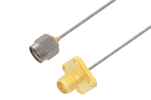 SMA Female 4 Hole Flange to SMA Male Cable Using PE-SR047FL Coax