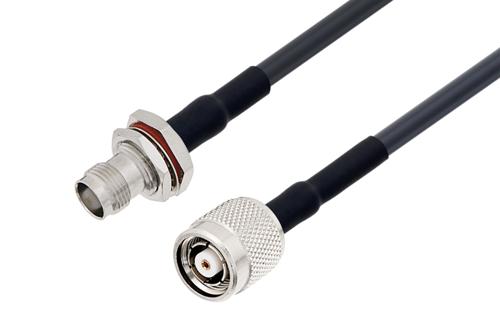 TNC Female Bulkhead to Reverse Polarity TNC Plug Low Loss Cable Using LMR-195 Coax with HeatShrink