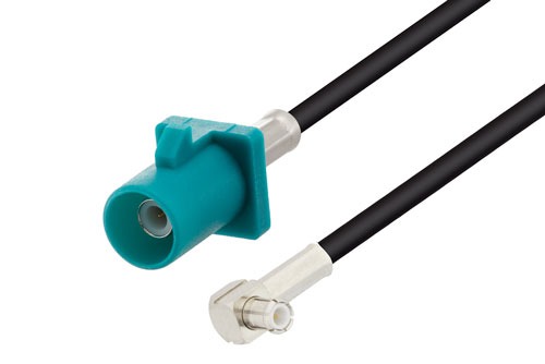 MCX Plug Right Angle to Water Blue FAKRA Plug Cable Using RG174 Coax