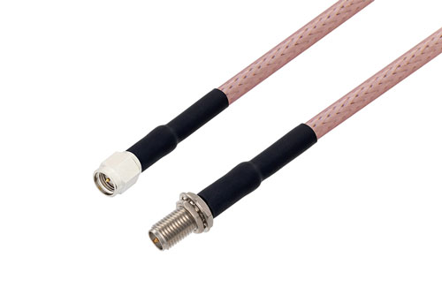 SMA Male to Reverse Polarity SMA Jack Bulkhead Cable Using RG142 Coax with HeatShrink