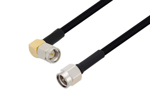 SMA Male Right Angle to SMA Male Cable Using PE-SR402FLJ Coax