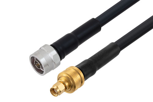 N Male to Reverse Polarity SMA Plug Low Loss Cable Using LMR-400-DB Coax with HeatShrink