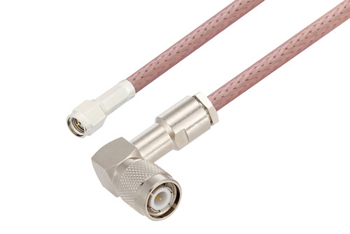 SMA Male to TNC Male Right Angle Cable Using RG142 Coax