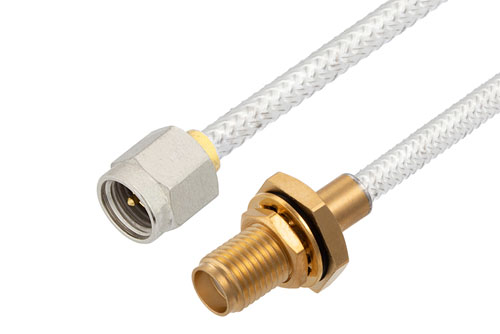 SMA Female Bulkhead to SMA Male Cable Using PE-SR402FL Coax