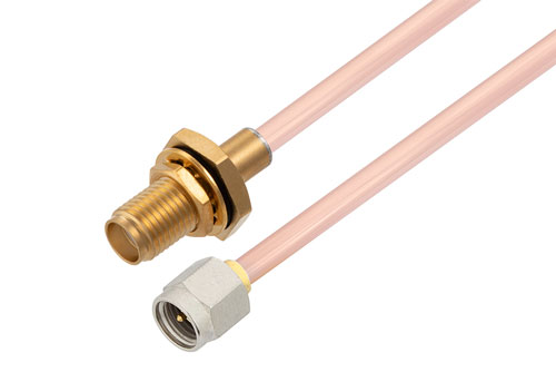 SMA Male to SMA Female Bulkhead Cable Using RG402 Coax , LF Solder