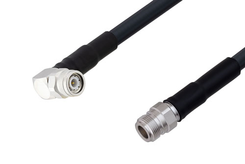 TNC Male Right Angle to N Female Low Loss Cable Using LMR-400-UF Coax With Times Microwave Parts with HeatShrink