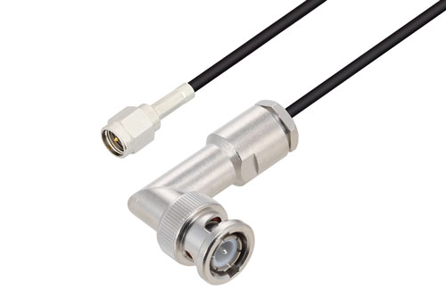 SMA Male to BNC Male Right Angle Cable Using RG174 Coax