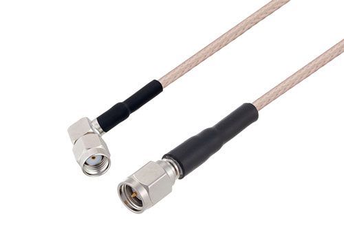 Reverse Polarity SMA Plug Right Angle to SMA Male Cable Using RG316 Coax