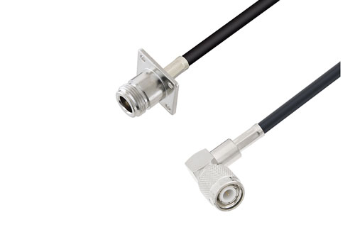 TNC Male Right Angle to N Female 4 Hole Flange Low Loss Cable Using LMR-195 Coax