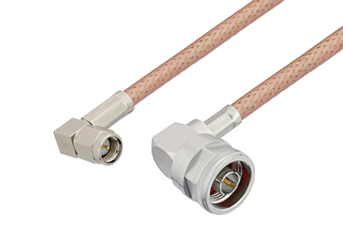 SMA Male Right Angle to N Male Right Angle Low Loss Cable Using PE-P195 Coax