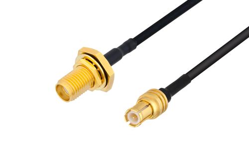 MCX Plug to SMA Female Bulkhead Cable Using PE-SR405FLJ Coax