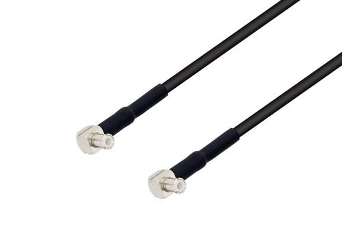 MCX Plug Right Angle to MCX Plug Right Angle Low Loss Cable 60 Inch Length Using PE-C100-LSZH Coax with HeatShrink, LF Solder