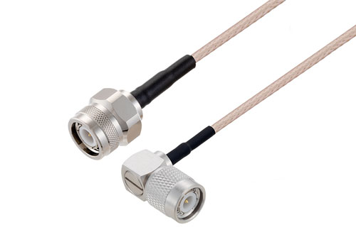TNC Male to TNC Male Right Angle Cable Using RG316 Coax with HeatShrink