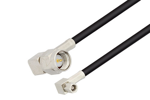 SMC Plug Right Angle to SMA Male Right Angle Low Loss Cable Using LMR-100 Coax , LF Solder