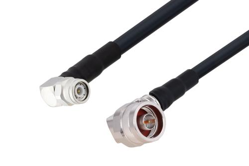TNC Male Right Angle to N Male Right Angle Low Loss Cable Using LMR-400 Coax with HeatShrink
